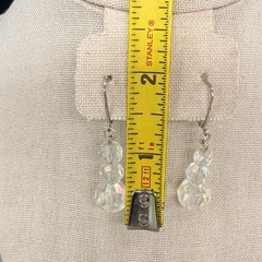 Vintage Necklace Earrings Jewelry Set AB Acrylic Beads Dangle Pierced Earrings
