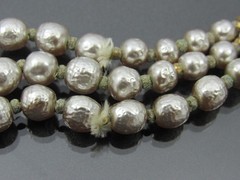 Vintage Miriam Haskell Silver Baroque Glass Pearl 3 Strand Necklace Signed