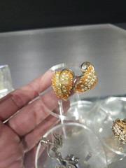 Clip on Screw back Earrings & Brooch pin Crystal faux pearl vtg ALL SIGNED “BSK”