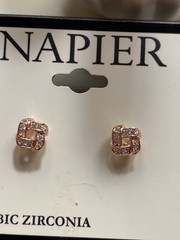 Napier Earrings Rose Gold Rhinestones Pierced Earrings Posts Beautiful NWT