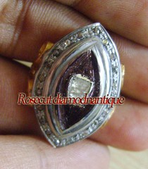 HANDMADE VINTAGE VICTORIAN ROSE CUT DIAMOND 0.66ct SILVER 925 POLKI RING JEWELRY
