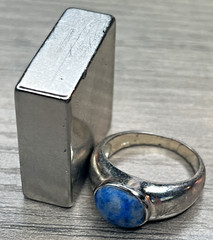 Vintage Blue White Stone Cabochon Southwestern Ring Silver Tone Costume Jewelry