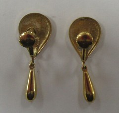 Vintage Pair of Teardrop Earrings with Beautiful Maroon Stone Inserts