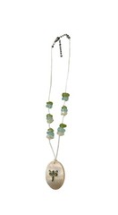 Dragonfly Pendant Abalone MOP Shell Choker Necklace Sea Glass White Green Blue