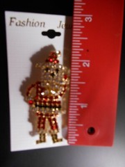 Rhinestone Christmas Brooch Pin SANTA CLAUS Holiday Dangle Beard Jewelry