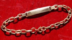18k 750 yellow gold bracelet Italian 6.25″ Id link chain handmade 4.88gr N2525F