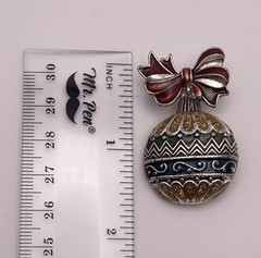 Vintage Nina Ricci NR Christmas Ornament for Avon Silver Tone Brooch Pin