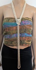 Vintage 94″ Knotted Glass Faux Pearl Rope Necklace Long Wrap Layered 1980s