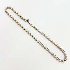 Vintage AB Rhinestone Choker Gold Tone Sparkly Glam Necklace 14.5″