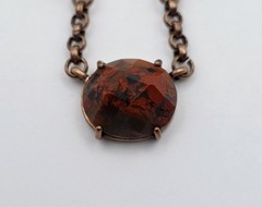 Kenneth Cole Semi Precious Gemstone Necklace Prong Set Copper Pink Green Boho