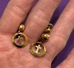 JMS Signed 1/20 12 KT Gold Filled Screw Back Earrings Crosses Open Circles Vtg