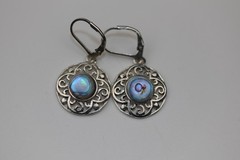 Abalone Gemstone Dangle Earrings Sterling Silver