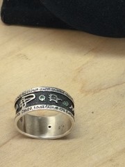 VTG EMERLD STONES TABLET MERCURY CUSTOM RING STERLING SILVER Not Many Made