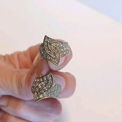 Landau Vintage Clip On Earrings Silver Pave