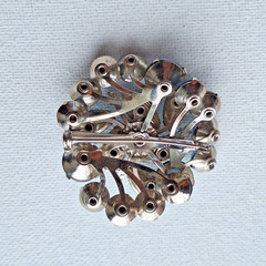 Vintage Blue Rhinestone Layered Cluster Brooch, Aurora Borealis Center