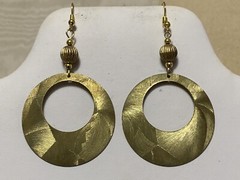 NEW LISTING* LG.HANDCRAFTED VTG.ENGRAVED GOLDEN BRASS- OPEN RING- EARRINGS-NEW#3