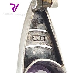 Vintage Amethyst Marcasite Art Nouveau Germany 935 Silver Brooch
