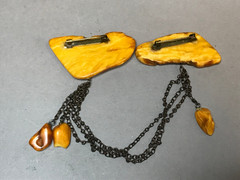 NATURAL OLD ANTIQUE YELLOW BUTTERSCOTCH BALTIC AMBER BROOCH 18,0 gr