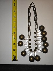 Cool vintage acrylic and metal beaded necklace bronze never worn, new”old stock”