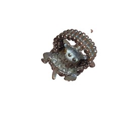Vintage Rhinestone Turtle Brooch Pendant Stretch Ring Set Clear AB Crystal