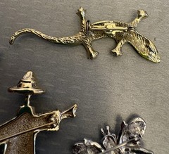 Vintage Figural Brooch Lot 4 Enamel Scarecrow Duck Alligator Rhinestone Bee