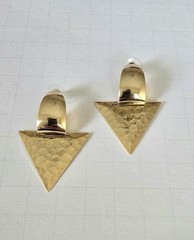 Vintage 80’s NOS Gold Tone Triangle Half Hoop Earrings High Quality Made in USA
