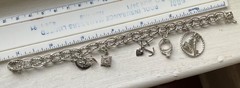 Vintage DYNASTY USA SILVER CHARM BRACELET 7 1/4” Wearable Wedding Engagement