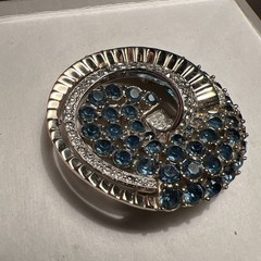 Vintage Unsigned Blue Rhinestone Brooch Pin Mazer? Or Jomaz