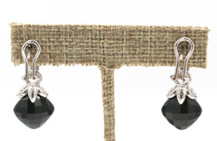 Judith Ripka Sterling Silver 925 Black Onyx Cubic Zirconia Dangle Drop Earrings