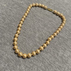 Vintage Unsigned Faux Baroque Pearl Necklace Champagne Hand knotted Classic