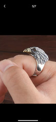 Vintage Eagle head adjustable ring gothic animal hip hop rock funky ring for men