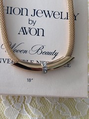 Avon Vintage 1980 Woven Beauty Convertible Necklace Gold Tone Rhinestone 18″NOS