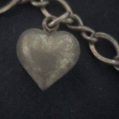 Vintage Sterling Silver Adult Link Charm Bracelet Stork Baby Heart 7.75″