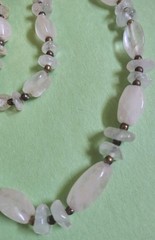 Vintage FROSTED QUARTZ & Silver Tone Beaded Choker Necklace