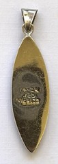 Vintage Mexico Long Oval Shape Pendant Sterling Silver 925 Dry Flowers Acrylic