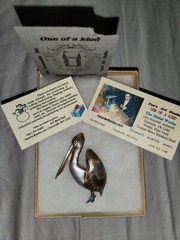 One Of A Kind Vintage Pelican Brooch Metal Recycled Yan’s Art Studio Beautiful
