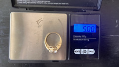 Beautiful 14K Yellow Gold & White Gemstone Ring 5.2 grams Size 8.25 STS