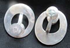VINTAGE MEXICO STERLING SCREWBACK EARRINGS w AMETHYST, 24MM (JUST SHY of 1 INCH)