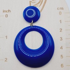 Vintage Blue Hoops Wide Bottom Retro Design Hoop Acrylic Pierced Style Earrings