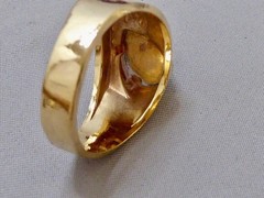 70’S NEW OLD STOCK 10K YELLOW GOLD FILLED SIMULATED BLUE SAPPHIRE RING SIZE 10