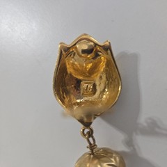 Les Bernard Faux Pearl and gold tone earings signed and marked.