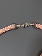 Vintage Pink Faux Pearl Cluster Bead Choker Necklace Classic MCM 15 in Collar