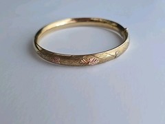 Coleman Co 1/20 14k Rose Gold Filled Bangle Flower Bracelet 7.5″