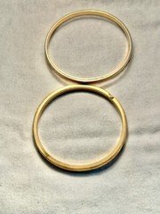 2 MONET Signed bracelets gold tone metal bangle 1 12k GF Marathon hinged TX311