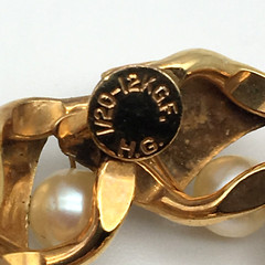 Henry Griffith Signed H.G. 60’s Brushed 1/20 12KTGF Cultured Pearls Wreath Pin