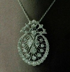Antique Victorian Round Lab Created Diamond Retro Engagement 925 Silver Pendant