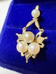 English 9ct Gold Pearl Lavalier Pendant 375 Edwardian Art Deco Style