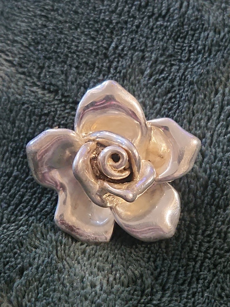 Vtg. Bat-Ami Rose Brooch/ Made In Israel / 925 Sterling Silver