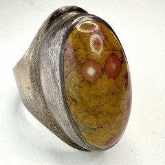 Vintage Sterling Silver Poppy Jasper Statement Ring Sz 7.25 16g Southwestern