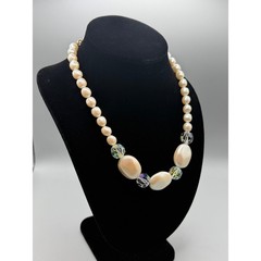 Vintage YSL Yves Saint Laurent Faux Pearl and Crystal Statement Necklace #1049